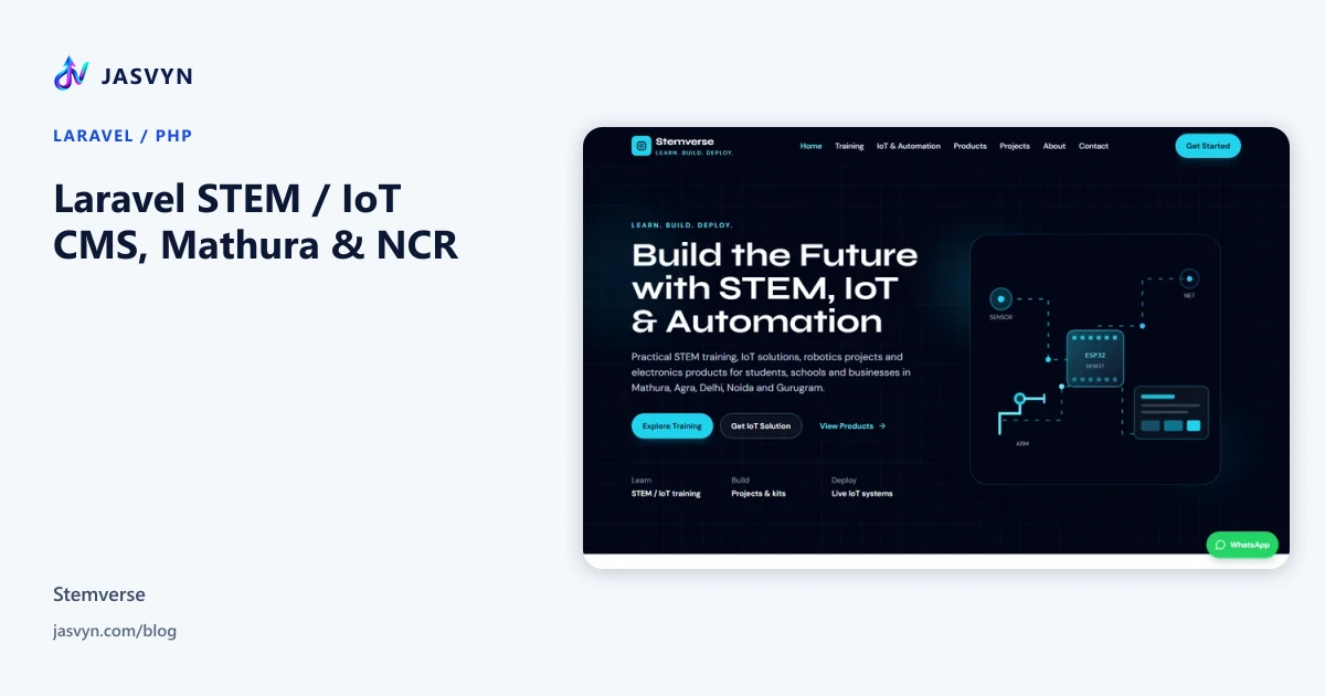 Stemverse website — Laravel STEM and IoT CMS for Mathura, Agra and Delhi NCR