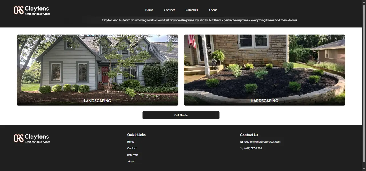 Clayton's Services website