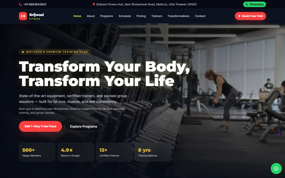Gym website demo — Laravel schedule, pricing and free-trial leads
