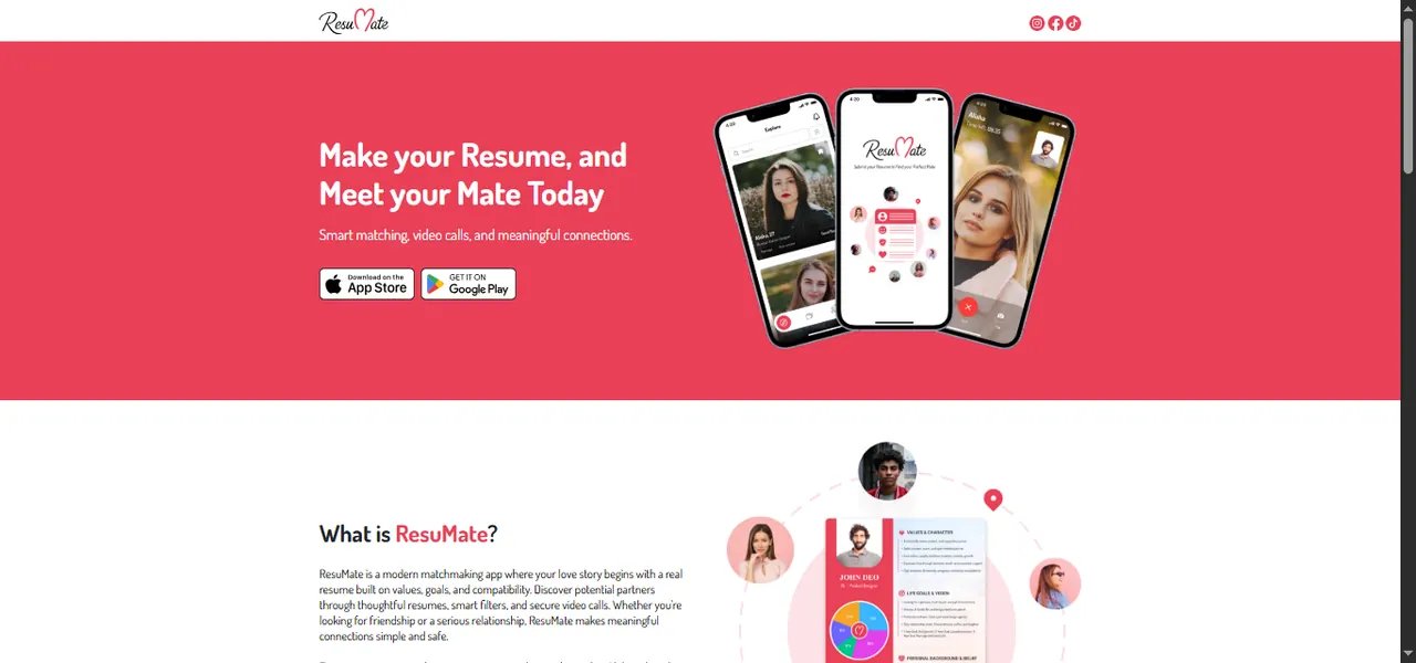 Resumate dating app website